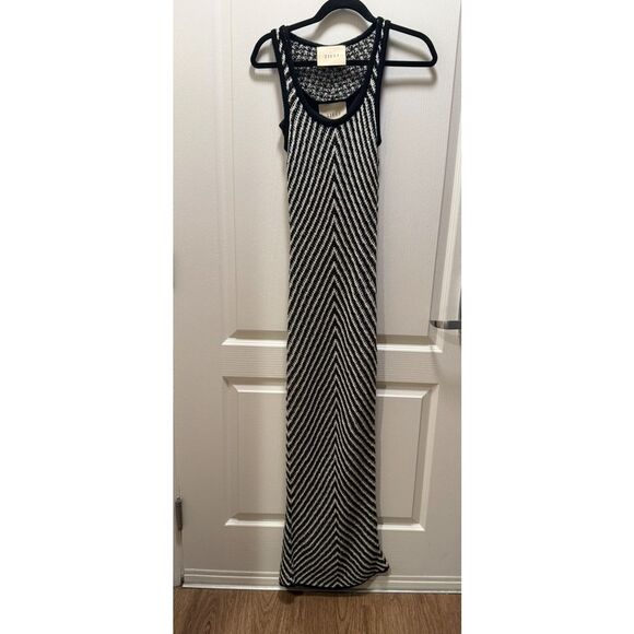 Theo Striped Slim Knit Long Maxi Dress Floral size S Preloved - Picture 2 of 4